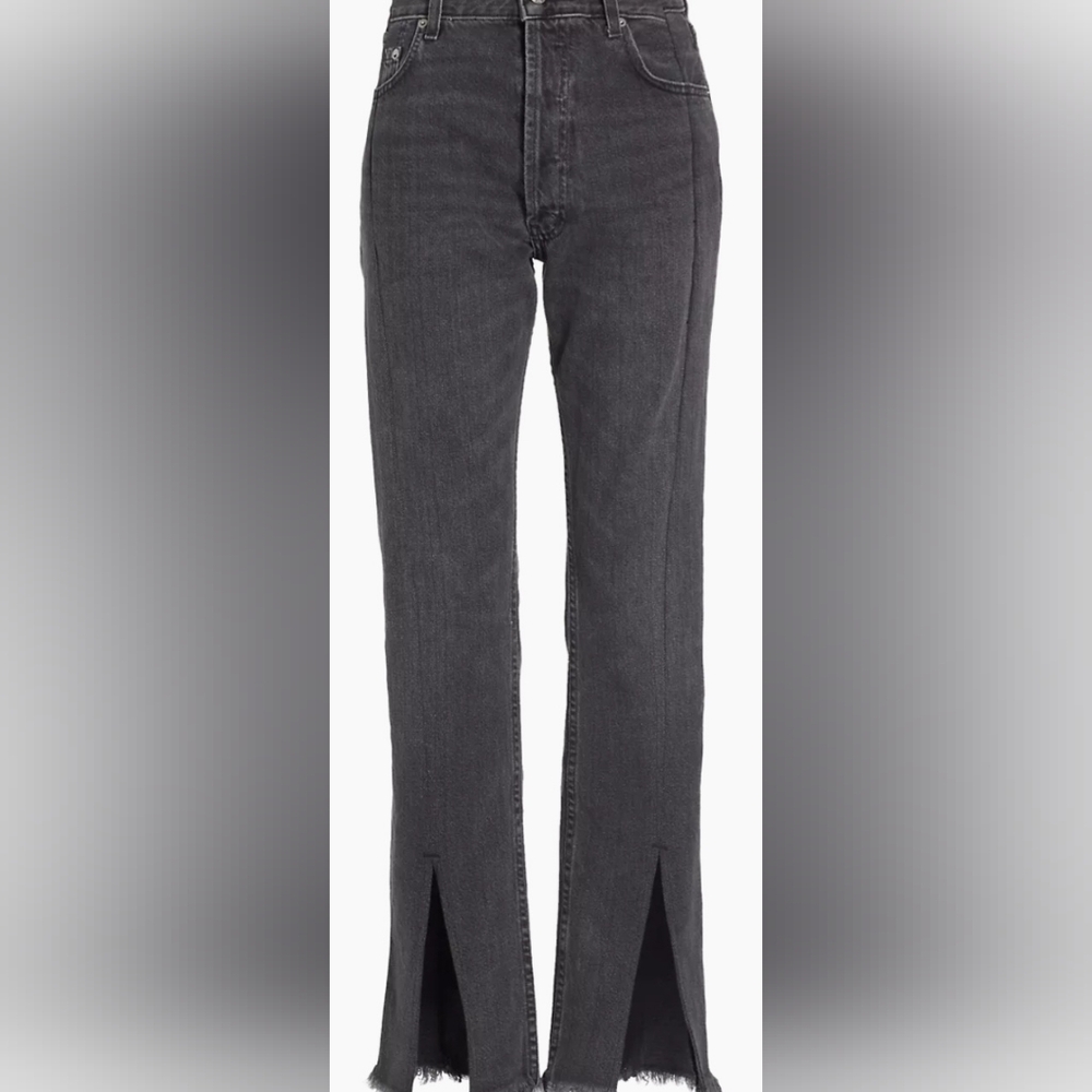 NWT EB Denim Straight Leg Split Hem Black Wash Jeans Size 27 - Picture 3 of 14